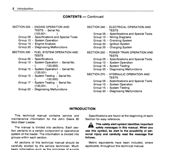 John Deere 60 Skid-Steer Loader Service Manual TM-1185