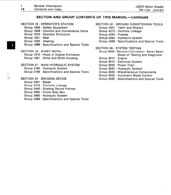 John Deere 670 Motor Grader Service Manual TM-1134