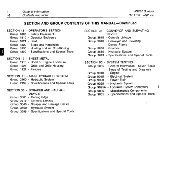 John Deere 762 Scraper Service Manual TM-1135