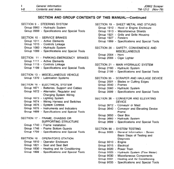 John Deere 862 Scraper Service Manual TM-1212