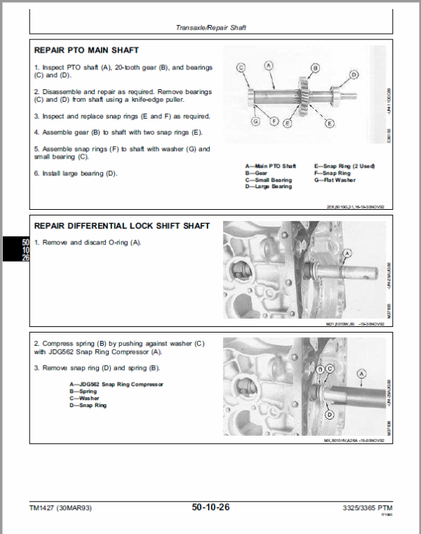 John Deere 3325, 3365 Mower Service Manual TM-1427