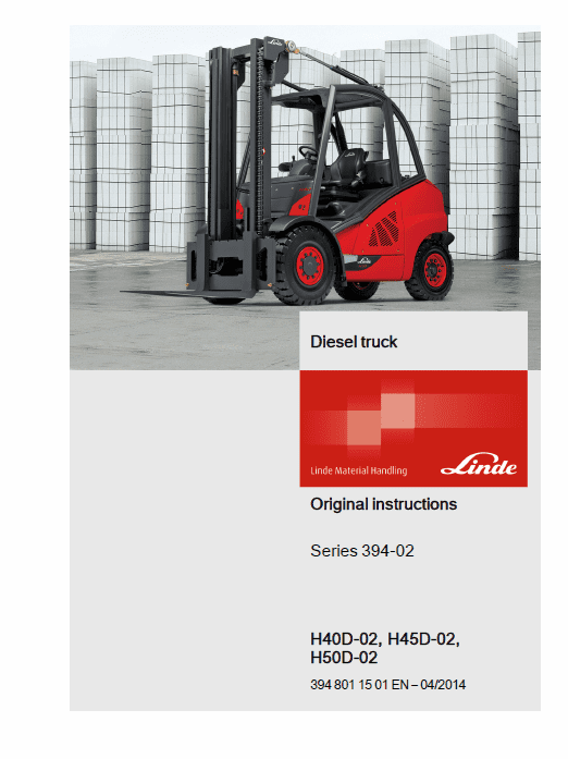 Linde 394 Forklift Truck H-Series: H40, H45, H50 Service Training (Workshop) Manual