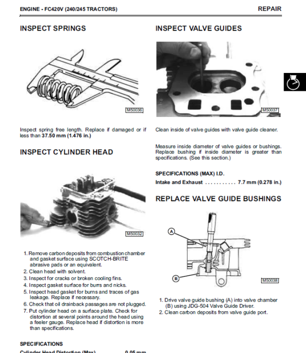 John Deere 240, 245, 260, 265, 285, 320 Lawn Garden Tractors Service Manual