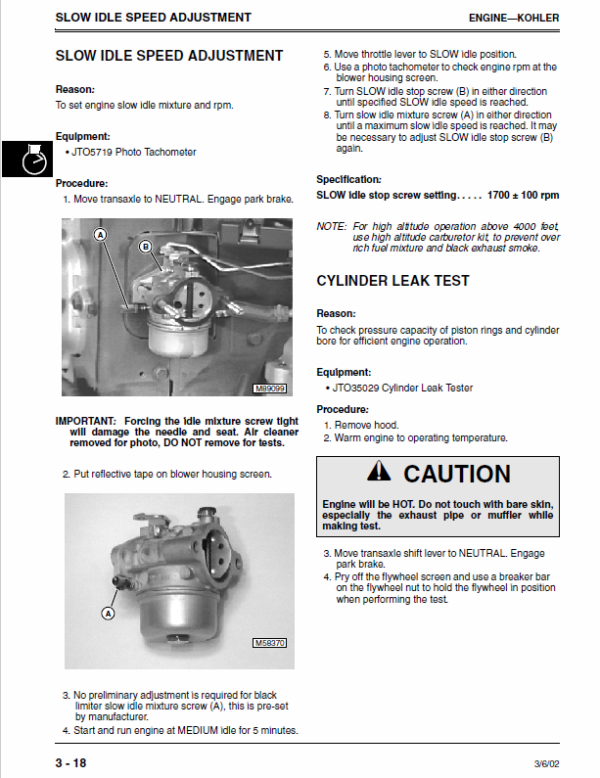 John Deere LTR155, LTR166, LTR180 Lawn Tractors Service Manual TM-1768