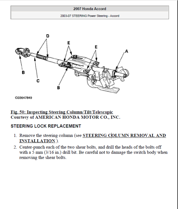 HONDA ACCORD 2003, 2004, 2005, 2006, 2007 Workshop Repair Manual