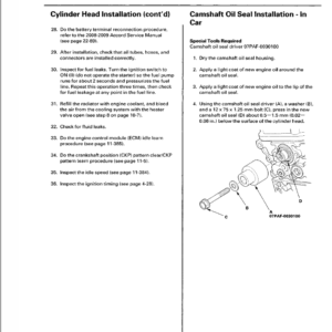 HONDA ACCORD 2008 2009 2010 2011 2012 Factory Repair Service Workshop Manual