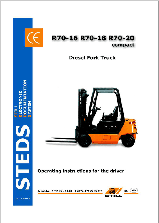 Still Electric Fork Truck R70: R70-16 R70-18 R70-20 Repair Circuit Workshop Operating Manual