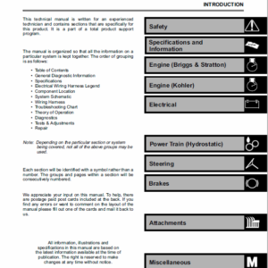 John Deere Sabre Garden Tractors 2048HV, 2254HV & 2554HV Service Manual