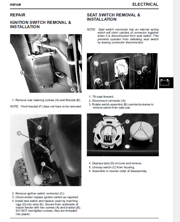 John Deere Sabre Lawn Tractors 1438 1542 1642 1646 Service Manual