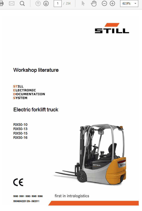 Still Electric Forklift Truck RX50: RX50-10, RX50-13, RX-50-15, RX50-16 Repair Manual