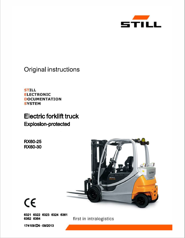 Still Electric Forklift Truck RX60: Model RX60-25, RX60-30, RX60-35 Repair Manual