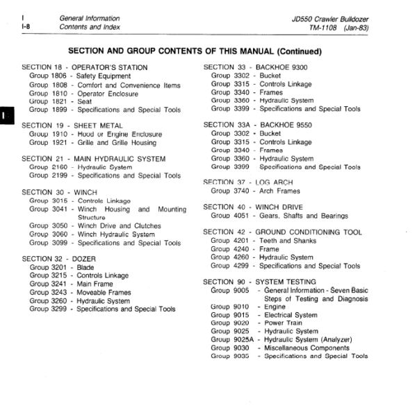 John Deere 550 Crawler Bulldozer Service Manual TM-1108