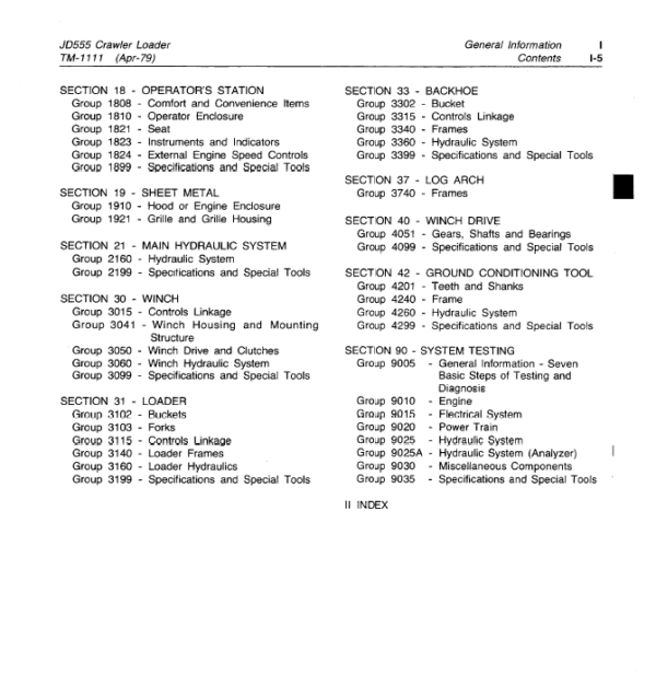 John Deere 555 Crawler Loader Service Manual TM-1111