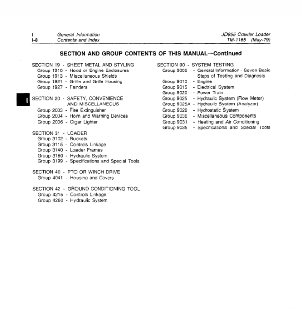 John Deere 855 Crawler Loader Service Manual TM-1165