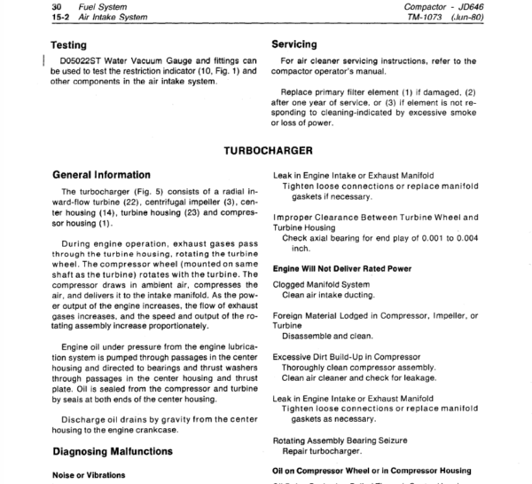 John Deere 646 Compactor Service Manual TM-1073