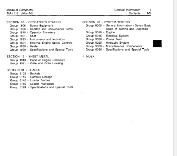 John Deere 646B Compactor Service Manual TM-1116