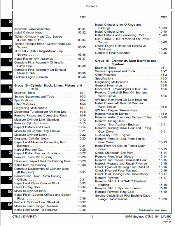 John Deere 6079 Engines CTM6 Repair Manual