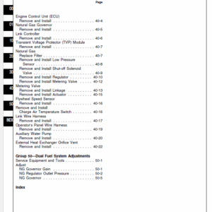 John Deere 400 Series 6076AFD Dual Fuel Engines Service Manual CTM93