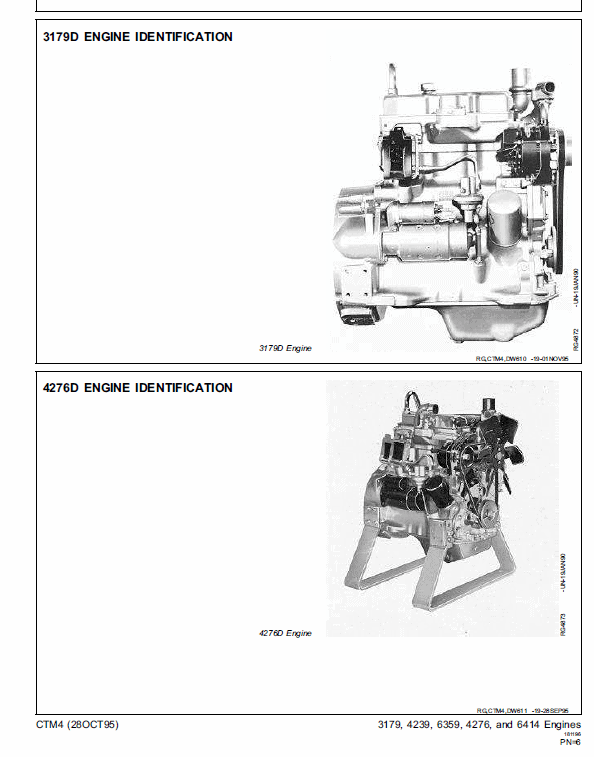 John Deere 300 Series 3179, 4239, 6359, 4276, 6414 OEM Engines Manual