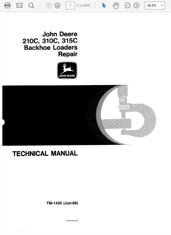 John Deere 210C, 310C, 315C Backhoe Loader Service Manual