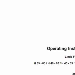 Linde Forklift Truck 352 Series H35, H40, H45 Repair Service Training Manual