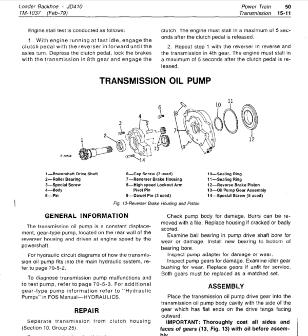 John Deere 410 Backhoe Loader Service Manual TM-1037