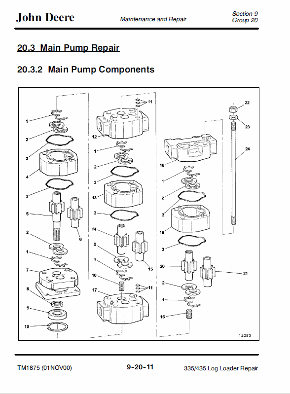 John Deere 335, 435 Log Loader Service Manual TM-1875