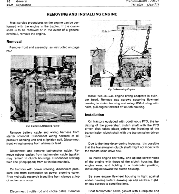 John Deere 301- 401 Tractors and Loaders Service Manual TM-1034