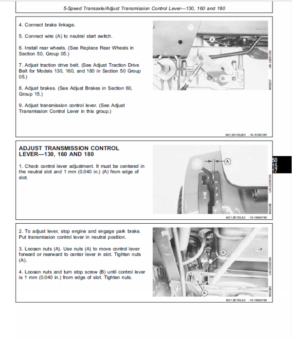 John Deere 130, 160, 165, 175, 180, 185 Lawn Tractors Service Manual