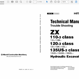 Hitachi ZX110-3, ZX120-3, ZX135US-3 Excavator Service Manual