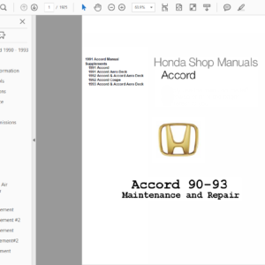 Honda Accord 1986, 1987, 1988, 1989, 1990, 1991, 1992,1993 Repair Manual