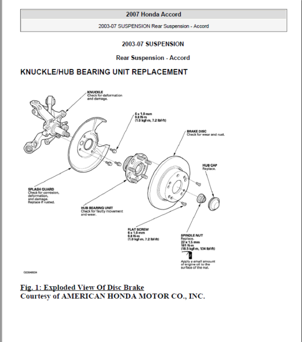 HONDA ACCORD 2003, 2004, 2005, 2006, 2007 Workshop Repair Manual