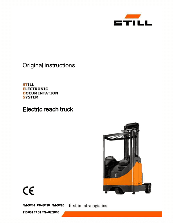 Still FMSE-14, FMSE-16, FMSE-20 Electric Reach Truck Workshop Repair Manual