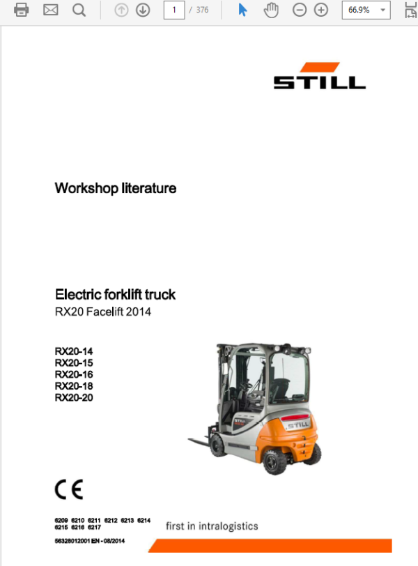 Still Electric Forklift RX20: RX20-14, RX20-15, RX-20-16, RX20-18, RX-20-20 Repair Manual