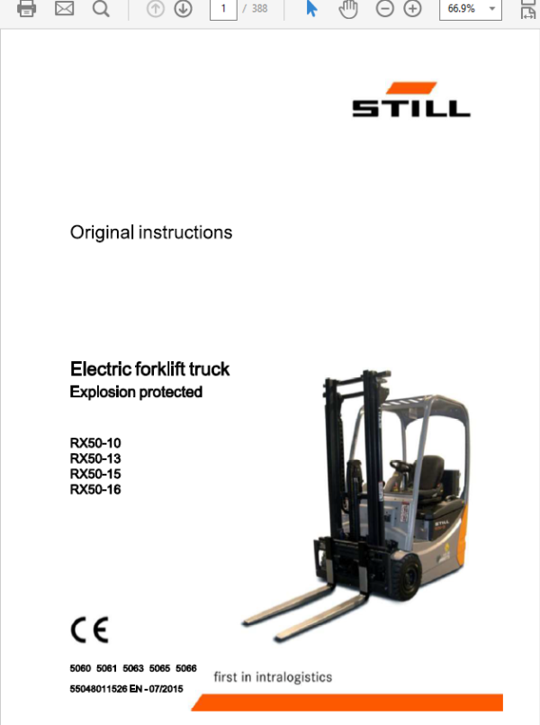 Still Electric Forklift Truck RX50: RX50-10, RX50-13, RX-50-15, RX50-16 Repair Manual