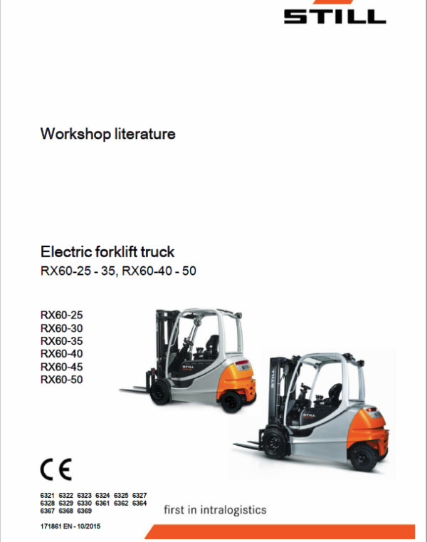 Still Electric Forklift Truck RX60: Model RX60-25, RX60-30, RX60-35 Repair Manual