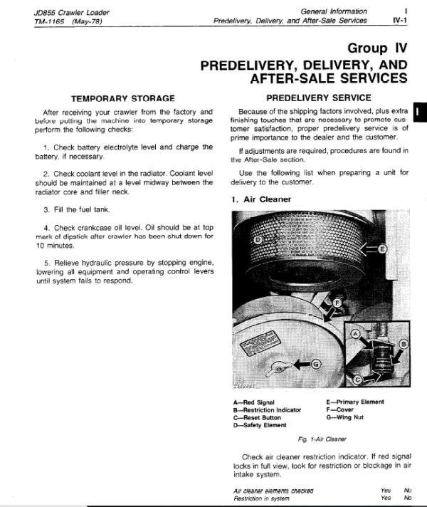 John Deere 855 Crawler Loader Service Manual TM-1165