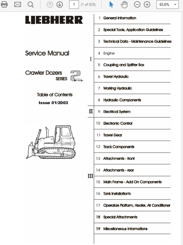 Liebherr Crawler Dozers Series 2 Service Manual TM-1945 & TM-1946