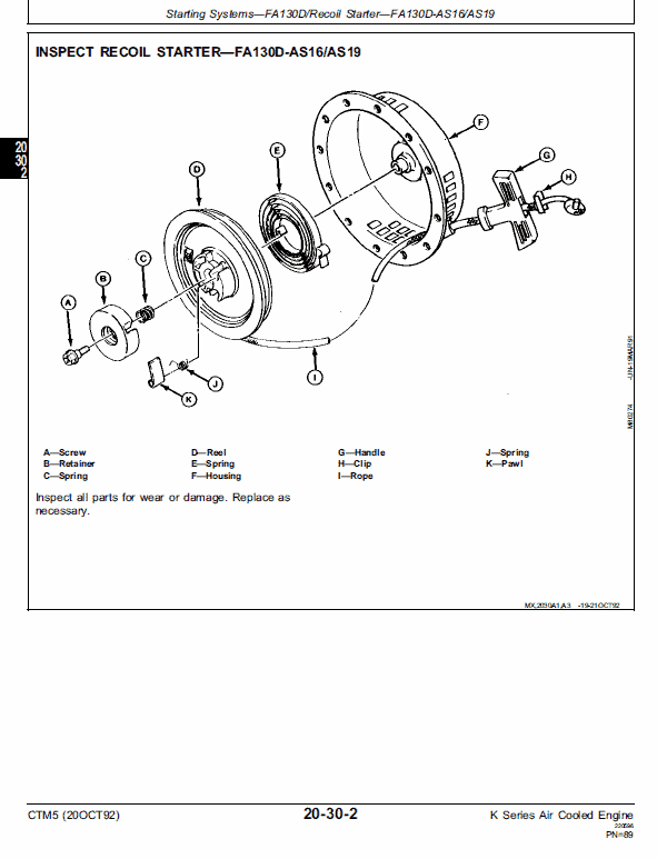 John Deere K Series Air Cooled & Liquid Cooled Engines Manual CTM5, CTM39