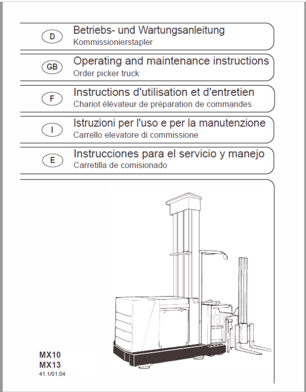 Still MX10 and MX13 Order Picker Workshop Repair Manual