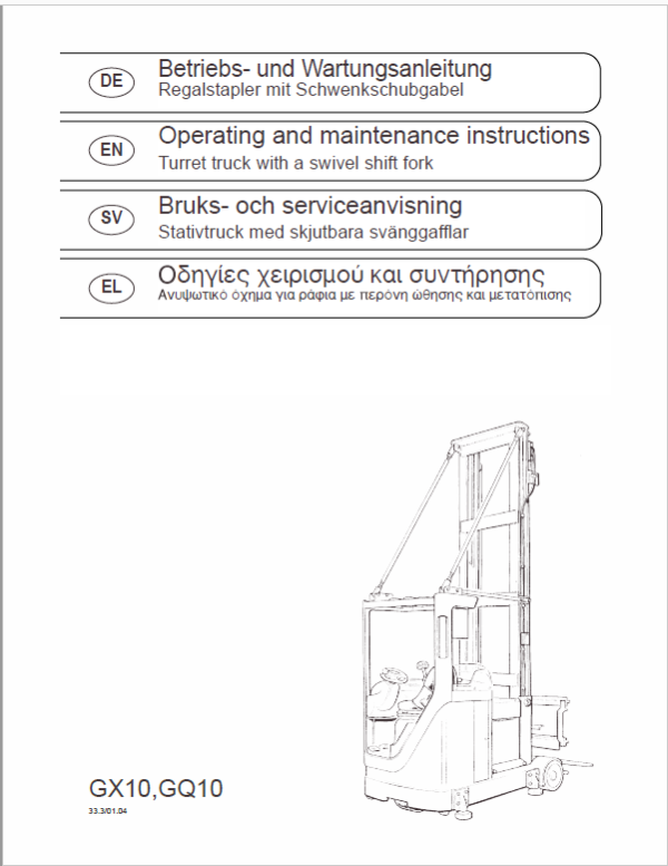 Still GX10 Order Picking Stacker Trucks Workshop Repair Manual