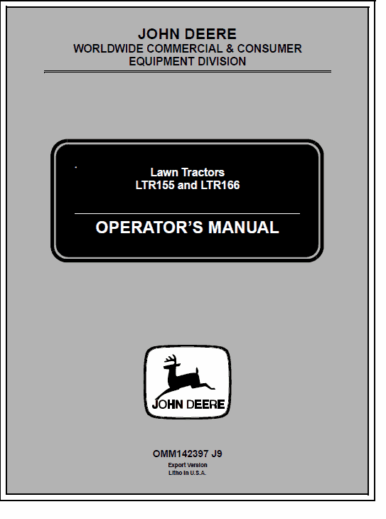 John Deere LTR155, LTR166, LTR180 Lawn Tractors Service Manual TM-1768