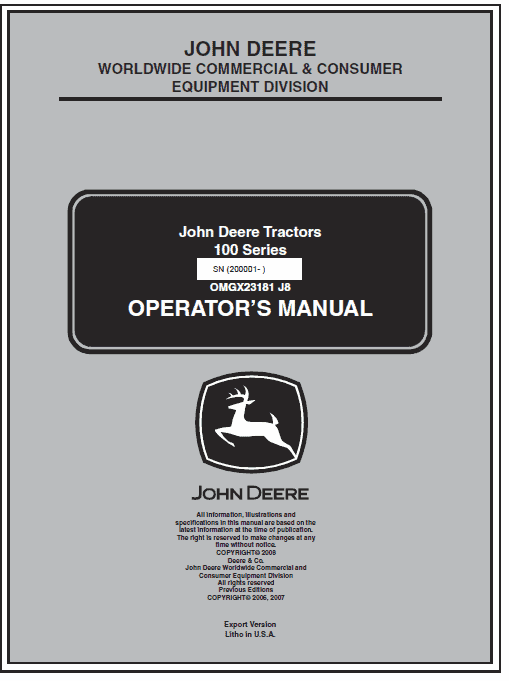 John Deere X110, X120, X140 Tractors Service Manual TM-2373