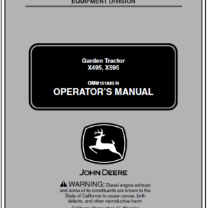 John Deere X495 and X595 Garden Tractors Service Manual TM-2024