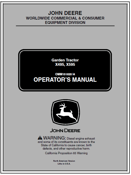 John Deere X495 and X595 Garden Tractors Service Manual TM-2024