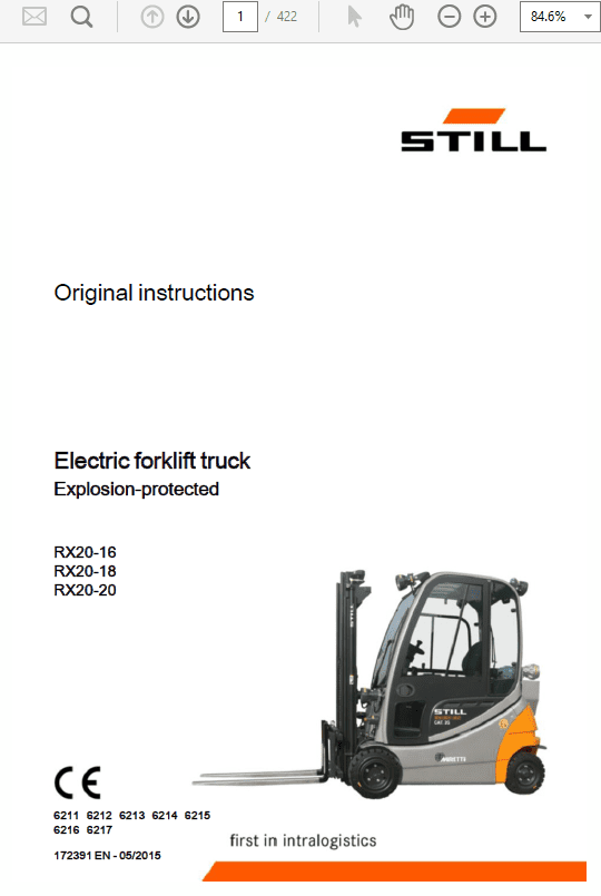 Still Electric Forklift RX20: RX20-14, RX20-15, RX-20-16, RX20-18, RX-20-20 Repair Manual