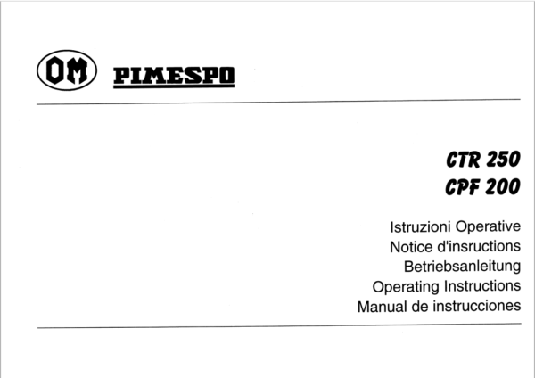 OM PIMESPO FIAT CTR 250, CPF 200, CTR 60 Workshop Repair Manual