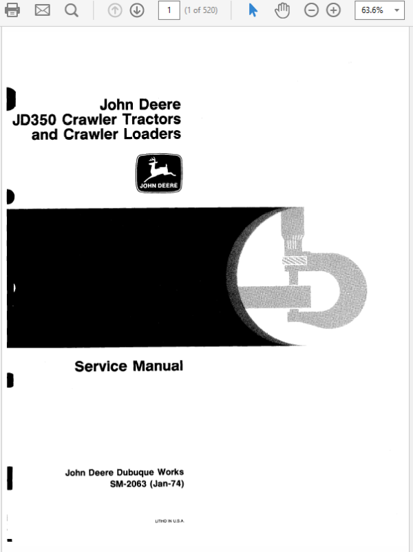 John Deere 350, 350B Crawler Tractor Loaders Service Manual TM-1032