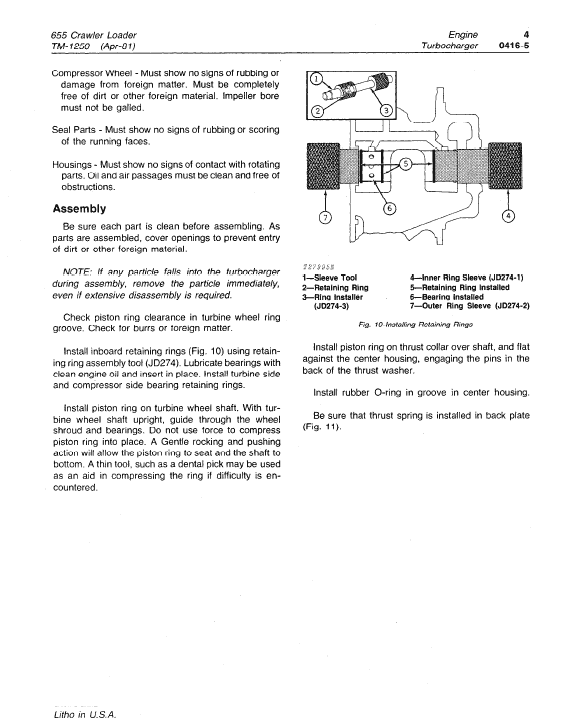 John Deere 655 Crawler Loader Service Manual TM-1250