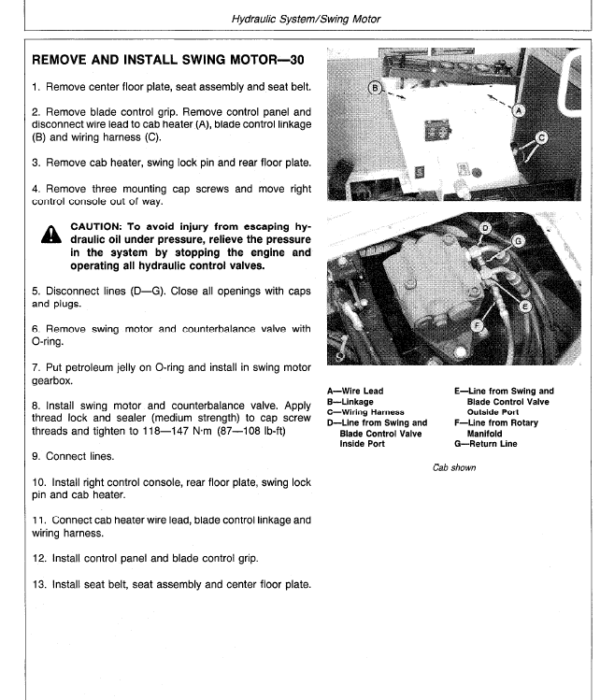 John Deere 30, 50 Excavator Service Manual TM-1380